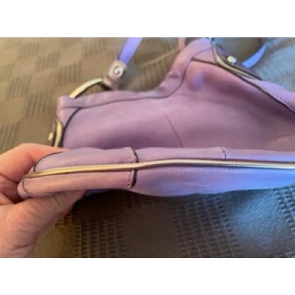 *B Makowsky Shoulder Bag Purple Leather Satchel - Picture 9 of 12
